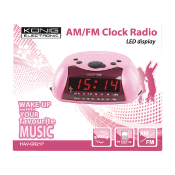 HAV-CR21P Wekkerradio fm / am roze Verpakking foto